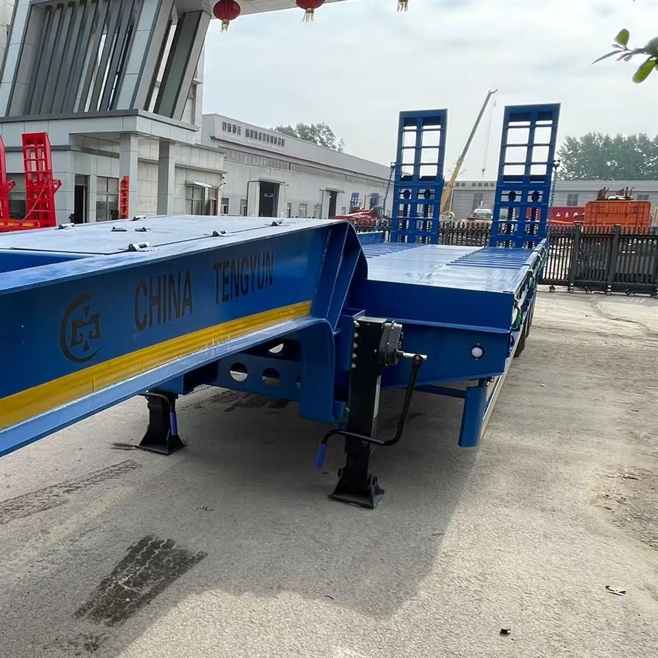 Heavy Duty 3 Axles 60 80 100 Tons Lowboy Lowbed Low Bed Truck Semi Trailer high quality